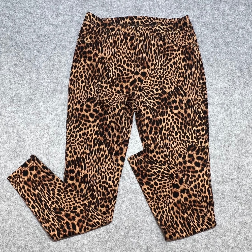 Lildy Womens Leopard Print Jeggings Slim‎ Fit Elastic Waist Brown Tan Size S/M
